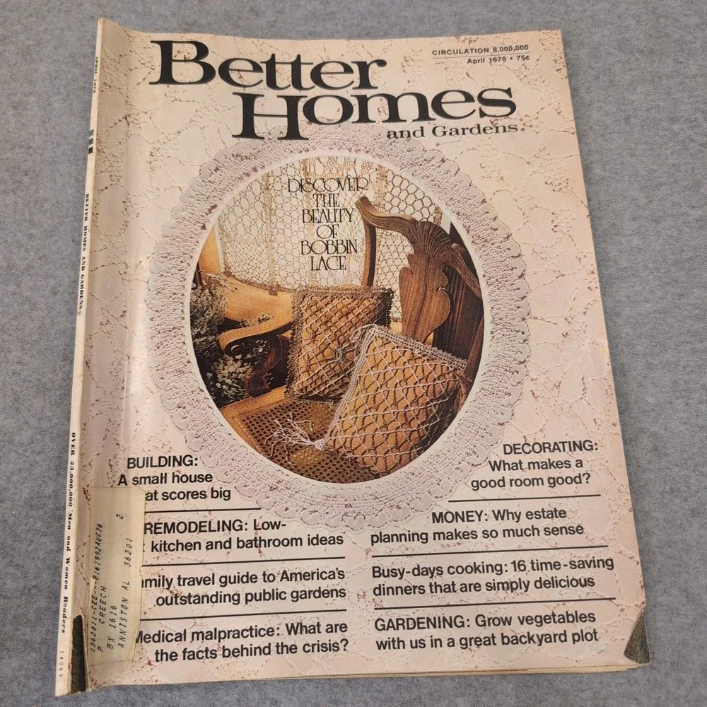 Better Homes and Gardens Magazine April 1976 Bobbin Lace Remodeling Ideas VG- - Picture 1 of 2